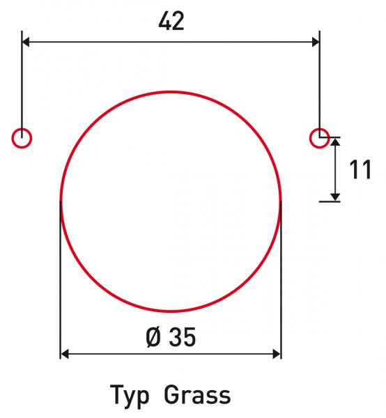 Bohrmasken Bernardo Bohrkopf 42/11 für Scharnier Typ Grass, mit Aufnahme für Bohrmaschine