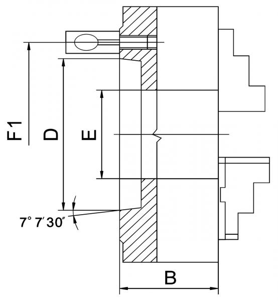 4-Backenfutter aus Stahl Bernardo Präzisions-4-Backenfutter PO4-250/D6