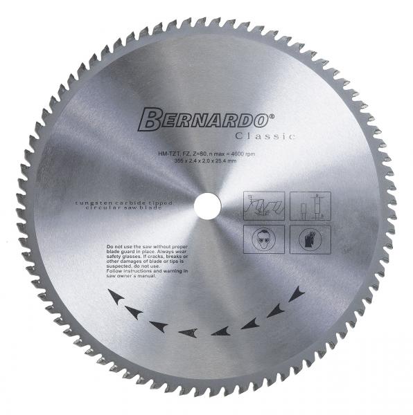 Carbide sawblades Bernardo Carbide sawblade 355 x 2,4 x 25,4 mm, 80T for aluminium